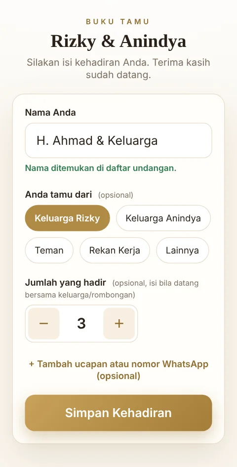 Layar tablet buku tamu tempat tamu mengisi kehadiran saat tiba di acara