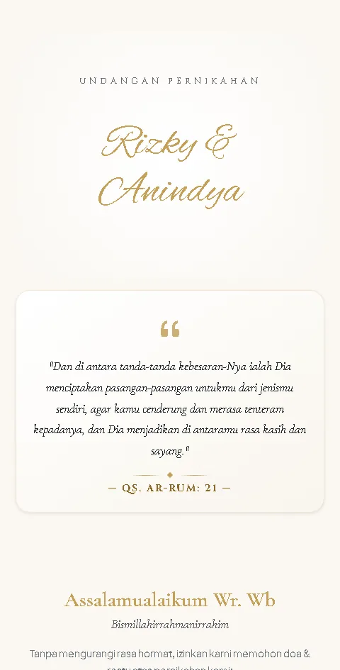 Contoh tampilan awal undangan digital